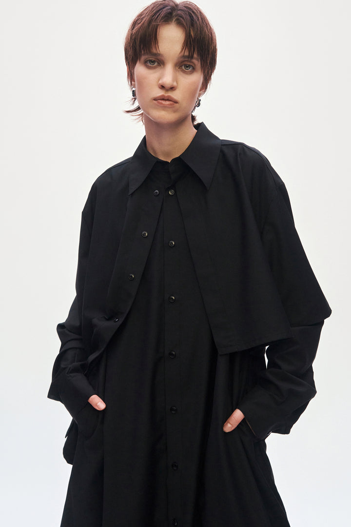Treemingbird 3-way Layered Shirt One-piece Black