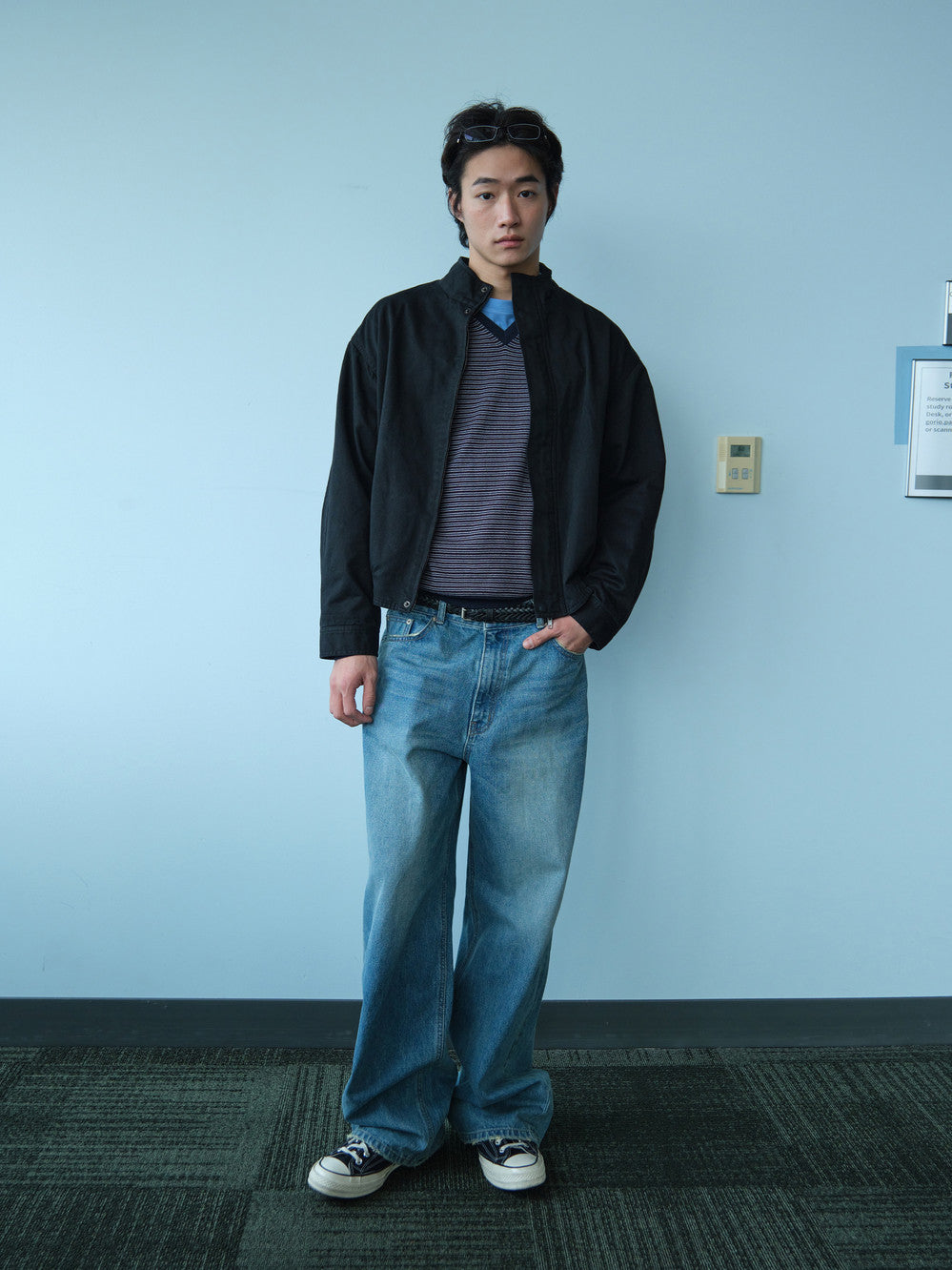 Low Classic Washed Cotton Jumper Black