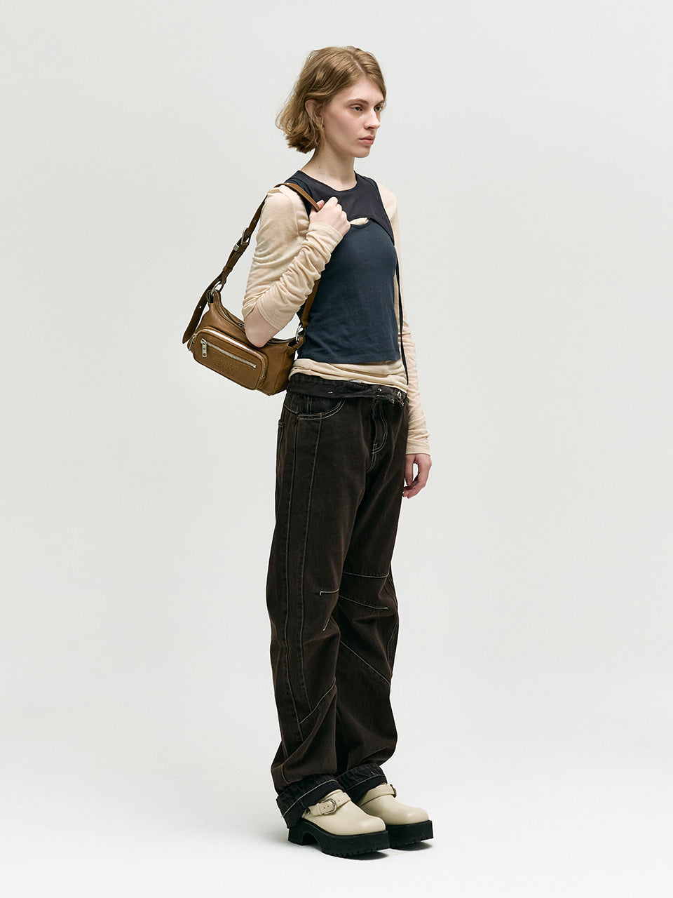 Margesherwood Outpocket Hobo Mini vintage camel washed nappa