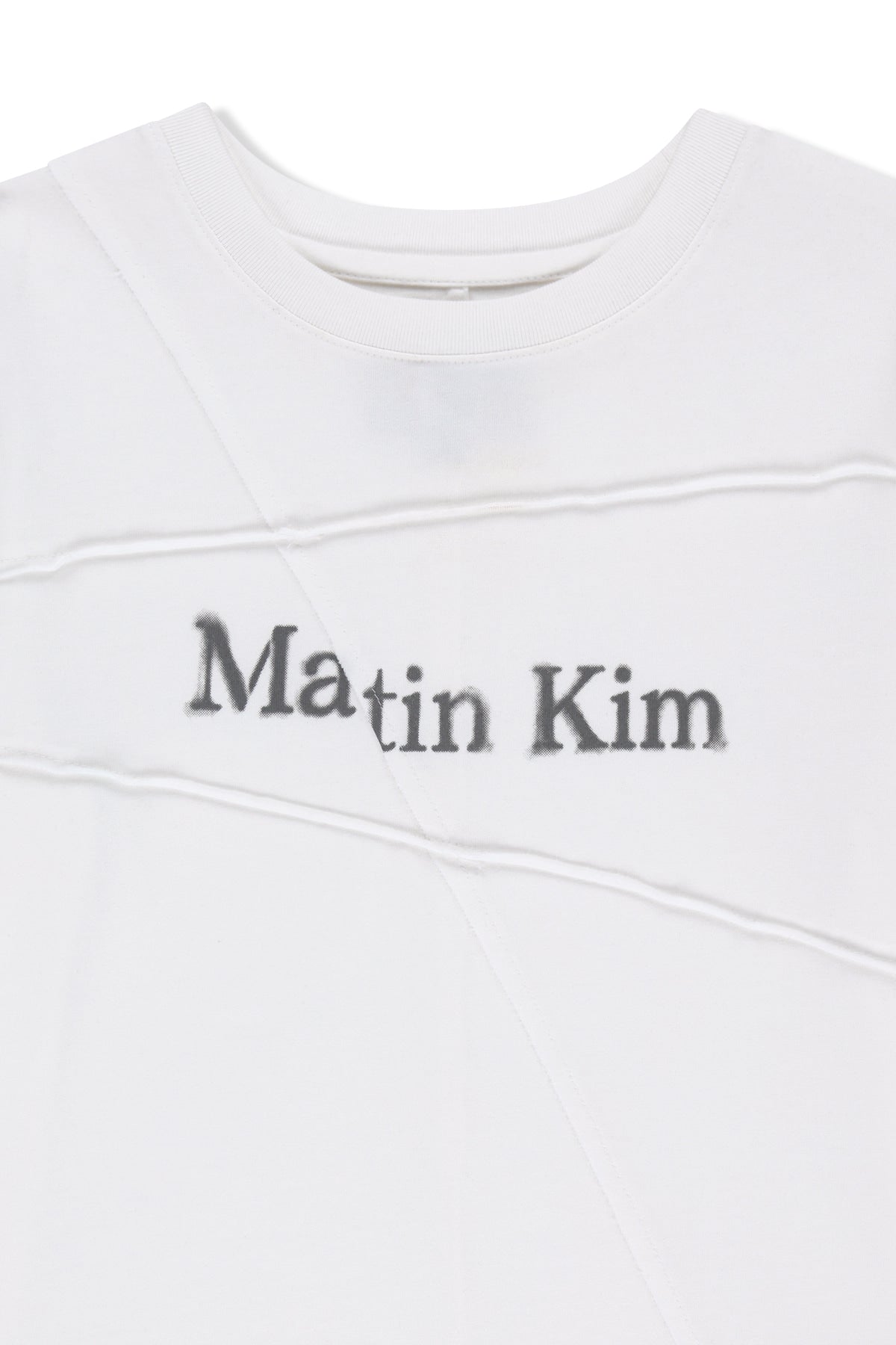 Matinkim Diagonal Cut Logo Crop Top IN White