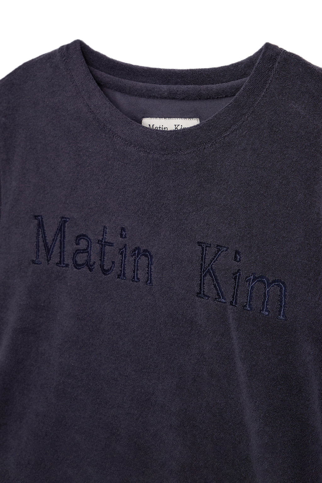 [matinkim] LOGO POINT TERRY CROP TOP IN NAVY