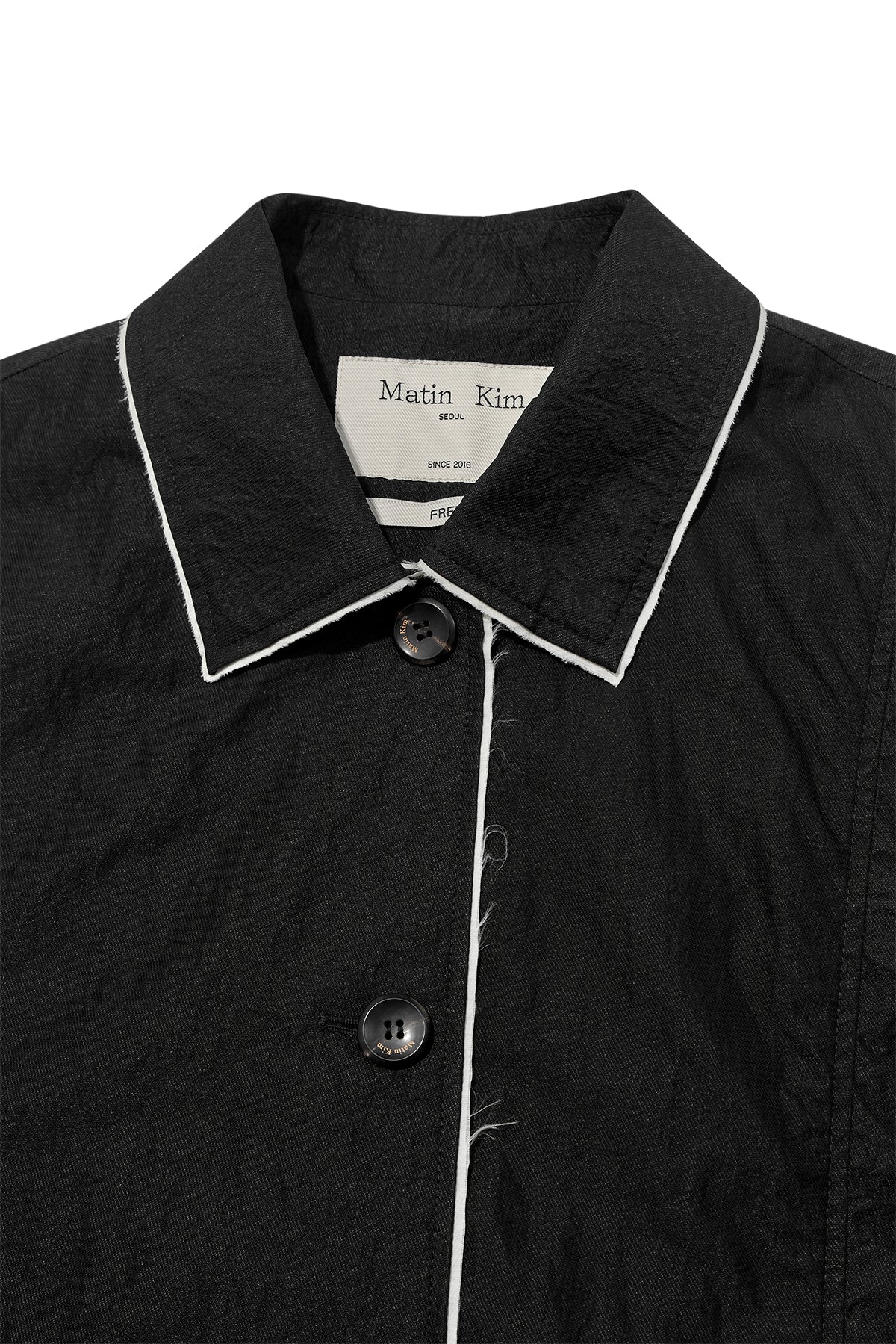 Matinkim Back Logo Point Nylon Long Coat For Women IN Black