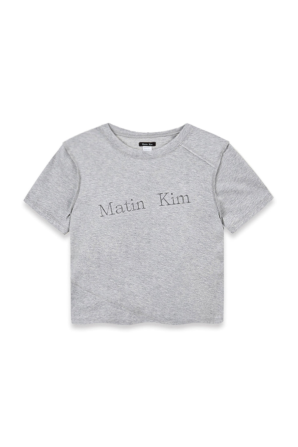 [matinkim] DIAGONAL LOGO REVERSIBLE CROP TOP IN GREY