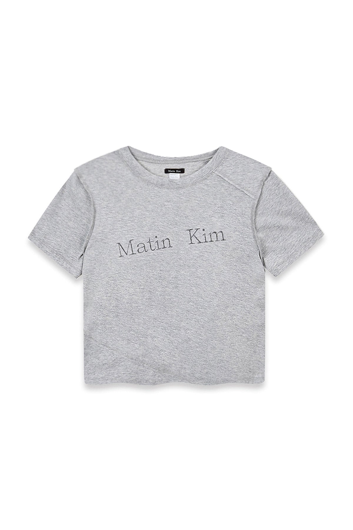 [matinkim] DIAGONAL LOGO REVERSIBLE CROP TOP IN GREY