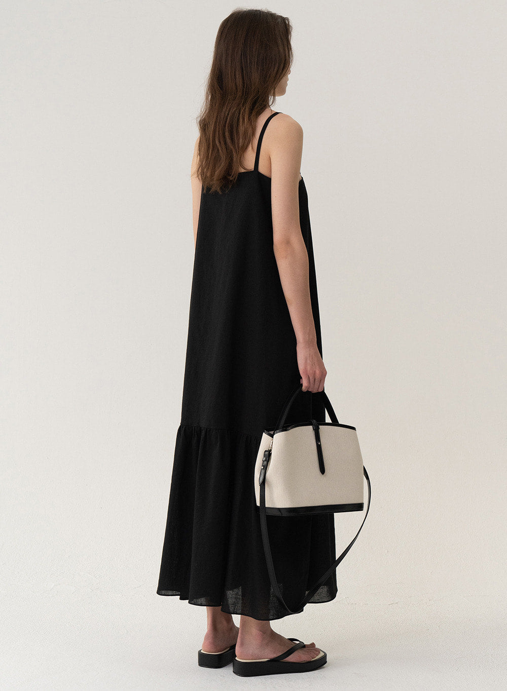 Kindersalmon Leather-Trimmed Canvas Crossbody Ecru