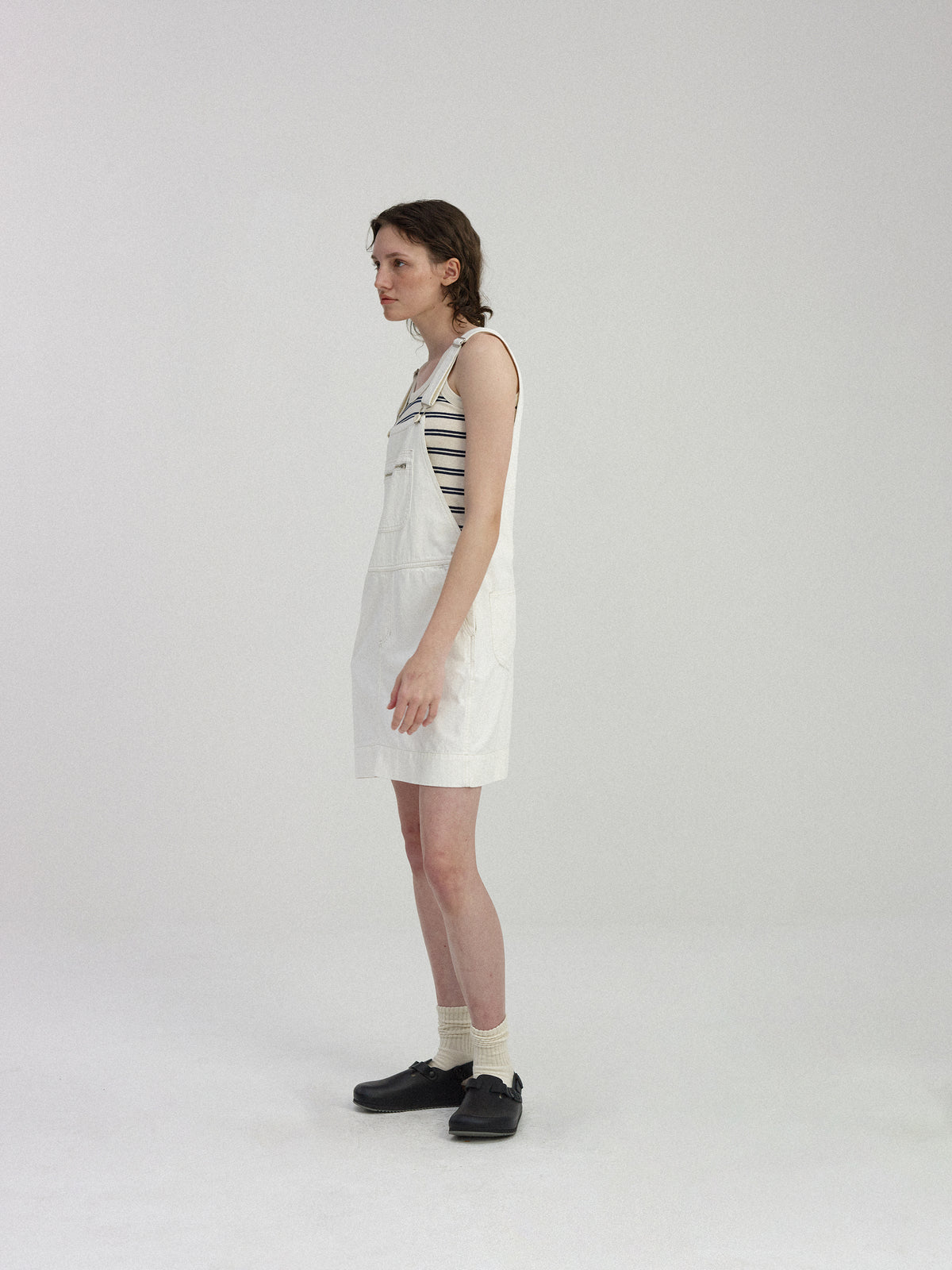 Nothing Written Toffe cotton overall skirt (White)
