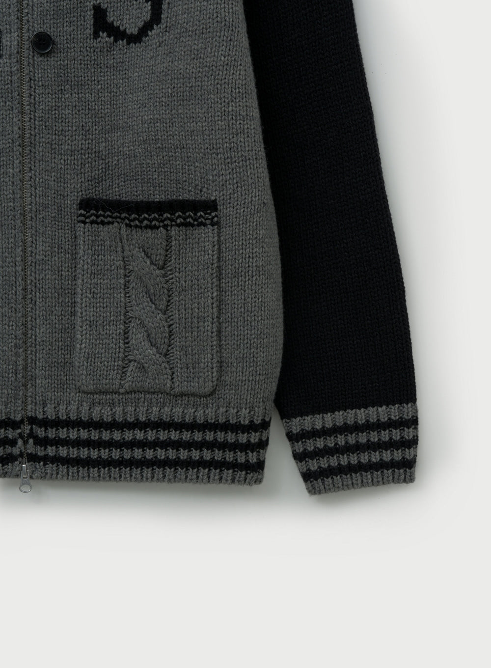 Satur Knit Varsity Jacket - Charcoal