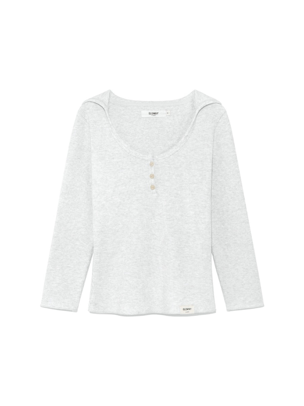 GLOWNY 3/4 G Waffle Button Fly Tee (Melange Gray)