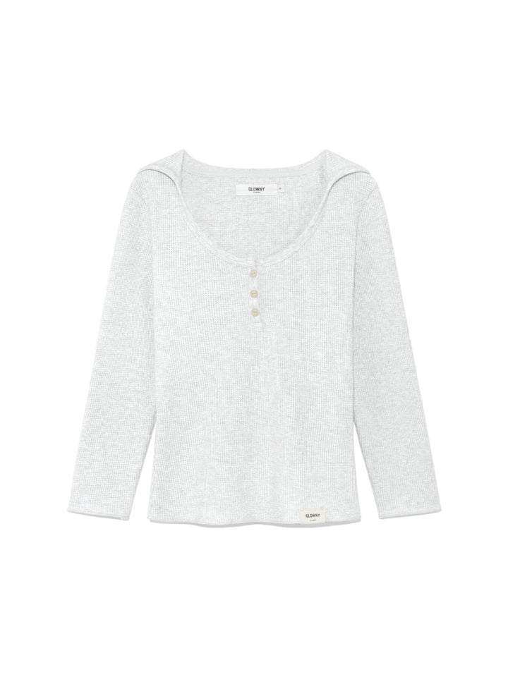 GLOWNY 3/4 G Waffle Button Fly Tee (Melange Gray)