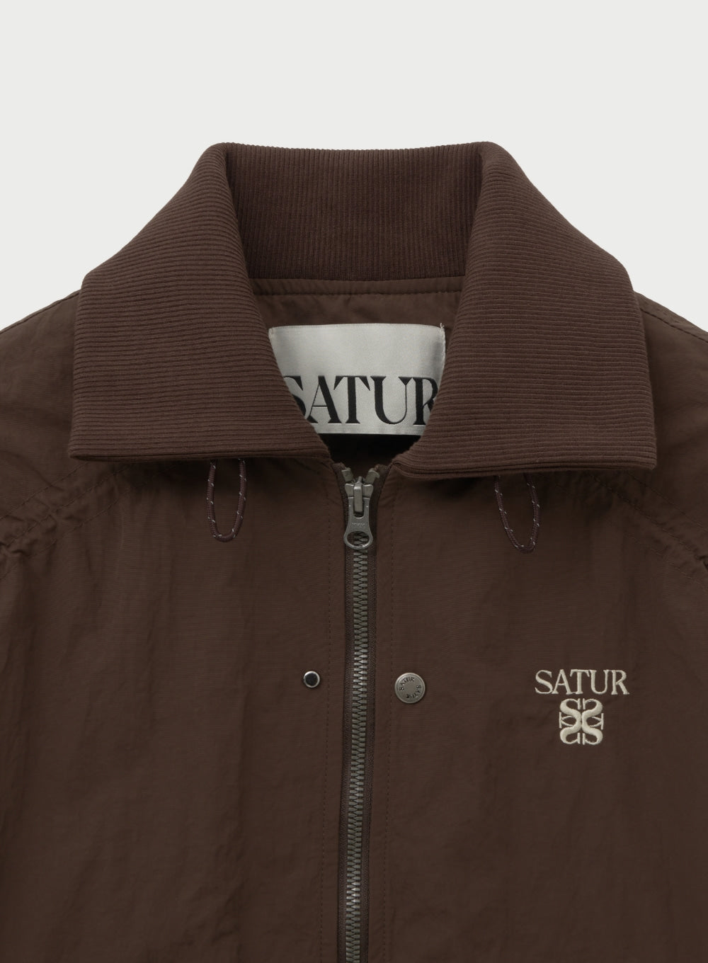 [satur] (W) Maron Nylon Crop Bomber Jacket - Brown