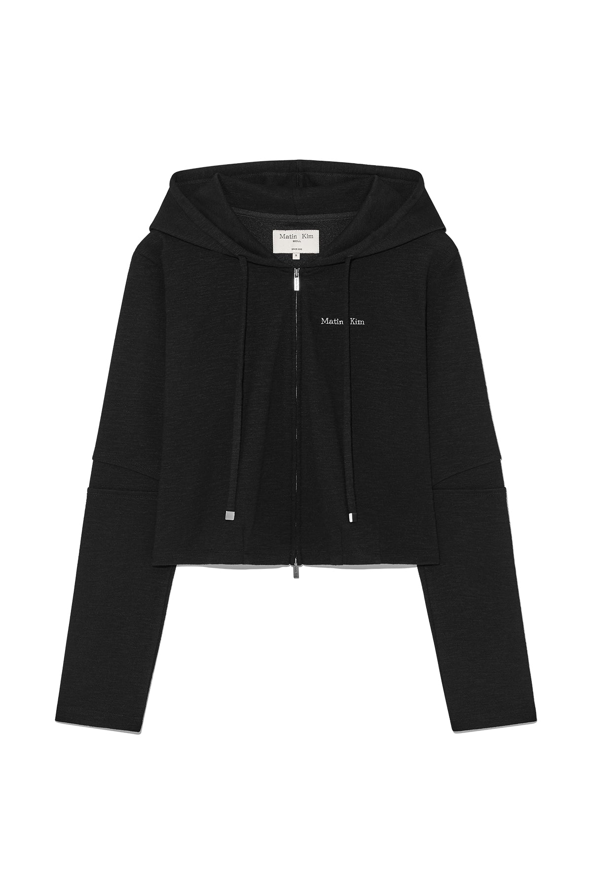 Matinkim Sleeve Slit Point Hoody Zip UP IN Black
