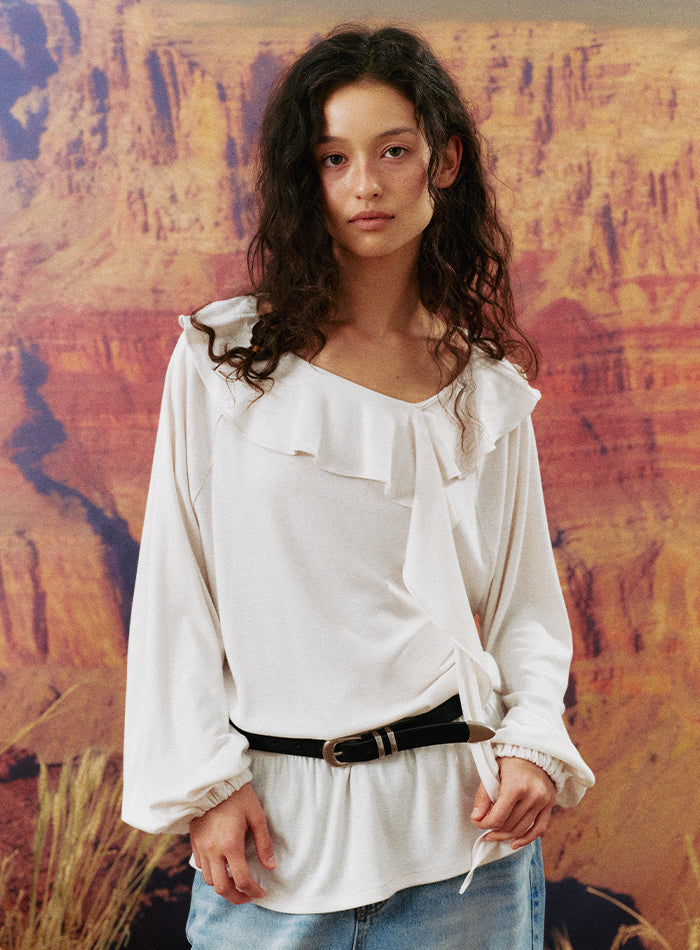 Mango Maniplease Yul Frill Tee Cream