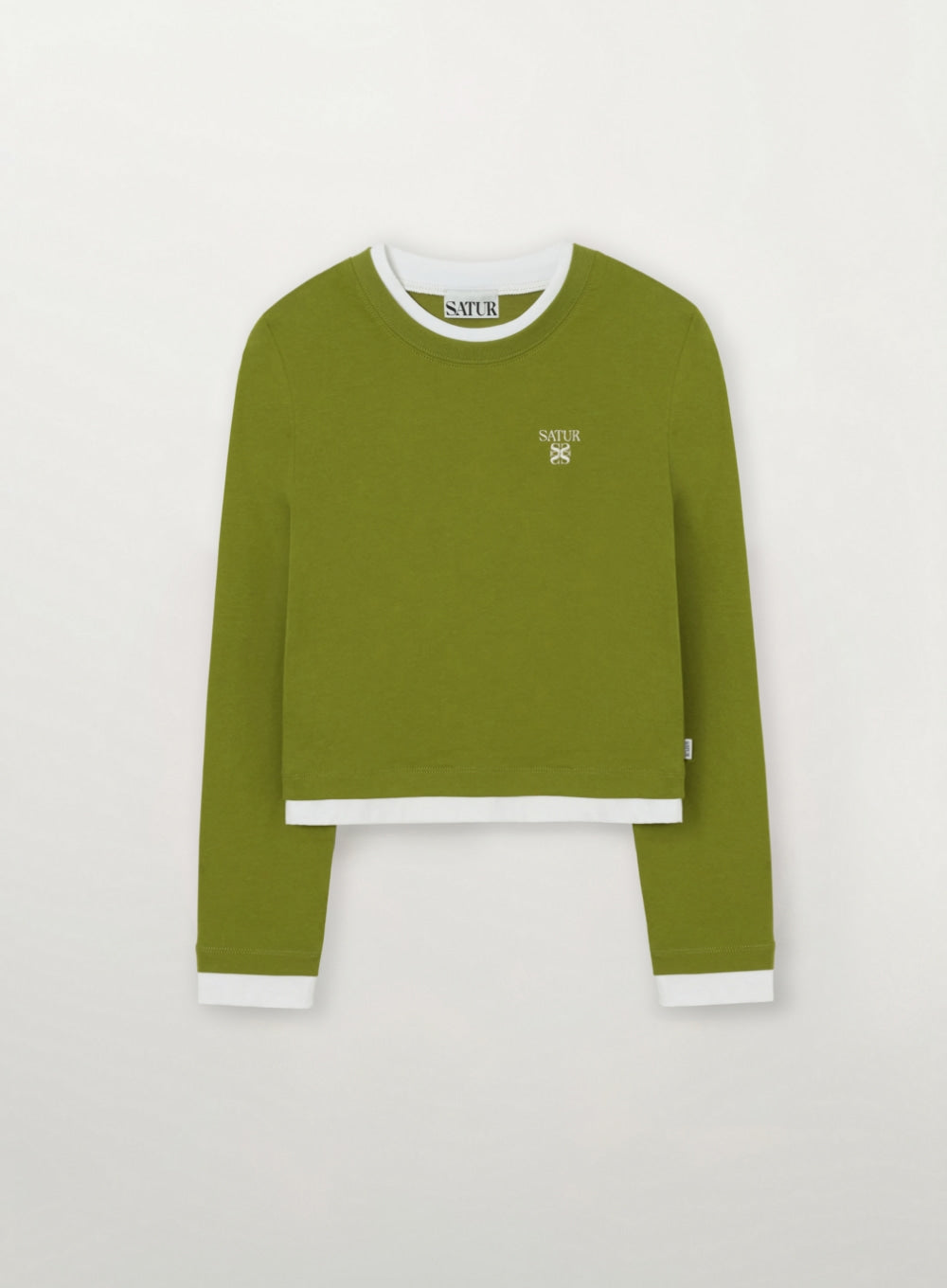 [satur] (W) Layered Long Sleeve - Olive Green