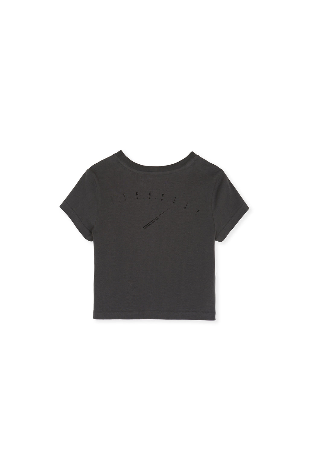 [matinkim] PEACHES LOGO GRAPHIC CROP TOP IN CHARCOAL