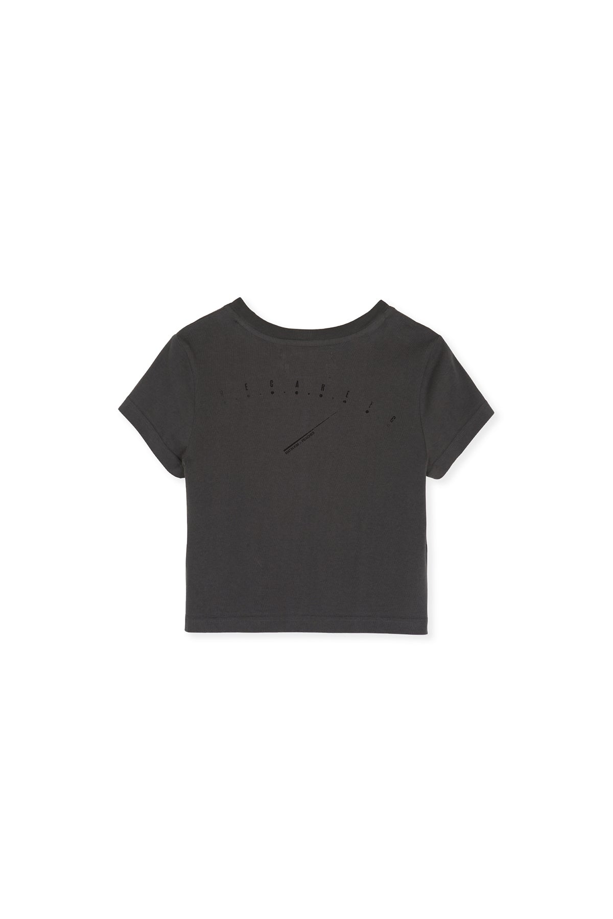 [matinkim] PEACHES LOGO GRAPHIC CROP TOP IN CHARCOAL