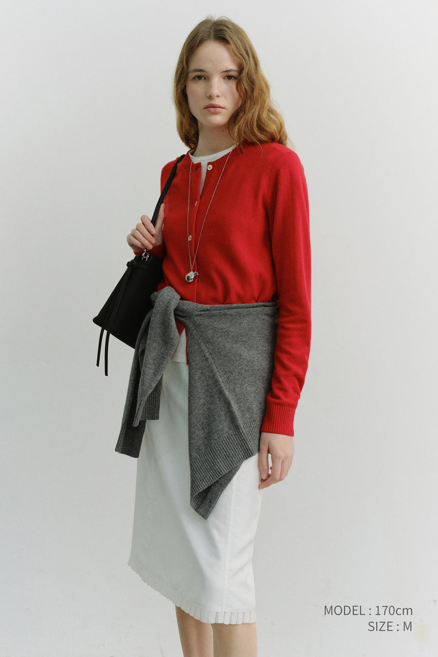 Dunst Essential Crewneck Knit Cardigan Tomato Red