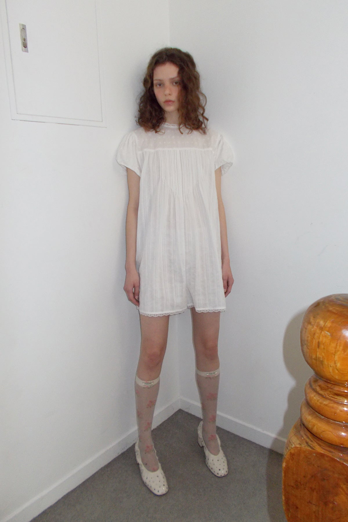 Overdueflair Eyelet Puff Jumpsuit White