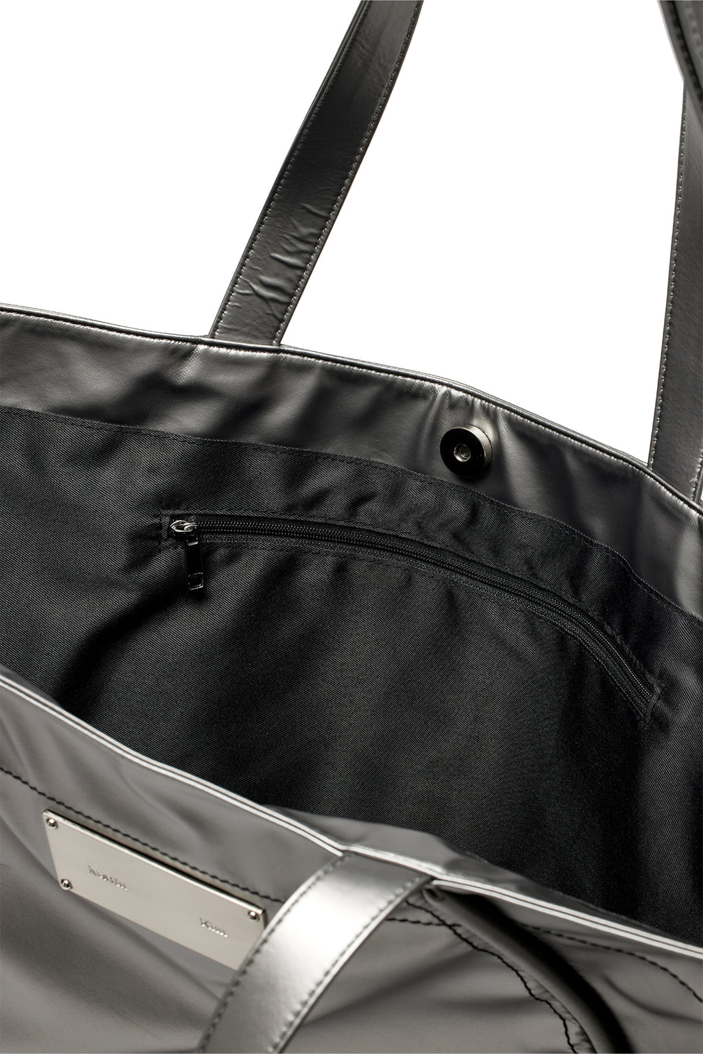 [matinkim] BIG COATING TOTE BAG IN DARK SILVER
