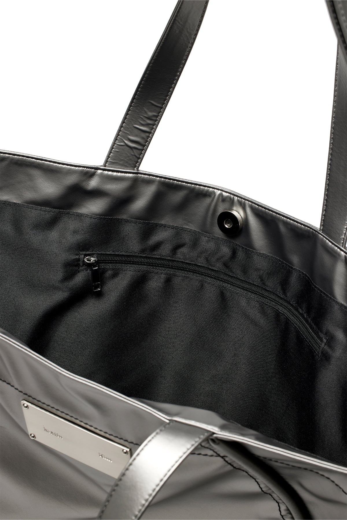 [matinkim] BIG COATING TOTE BAG IN DARK SILVER