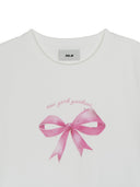 MLB Korea Women's Bow Tie Graphic Slim Semi Crop T-Shirts