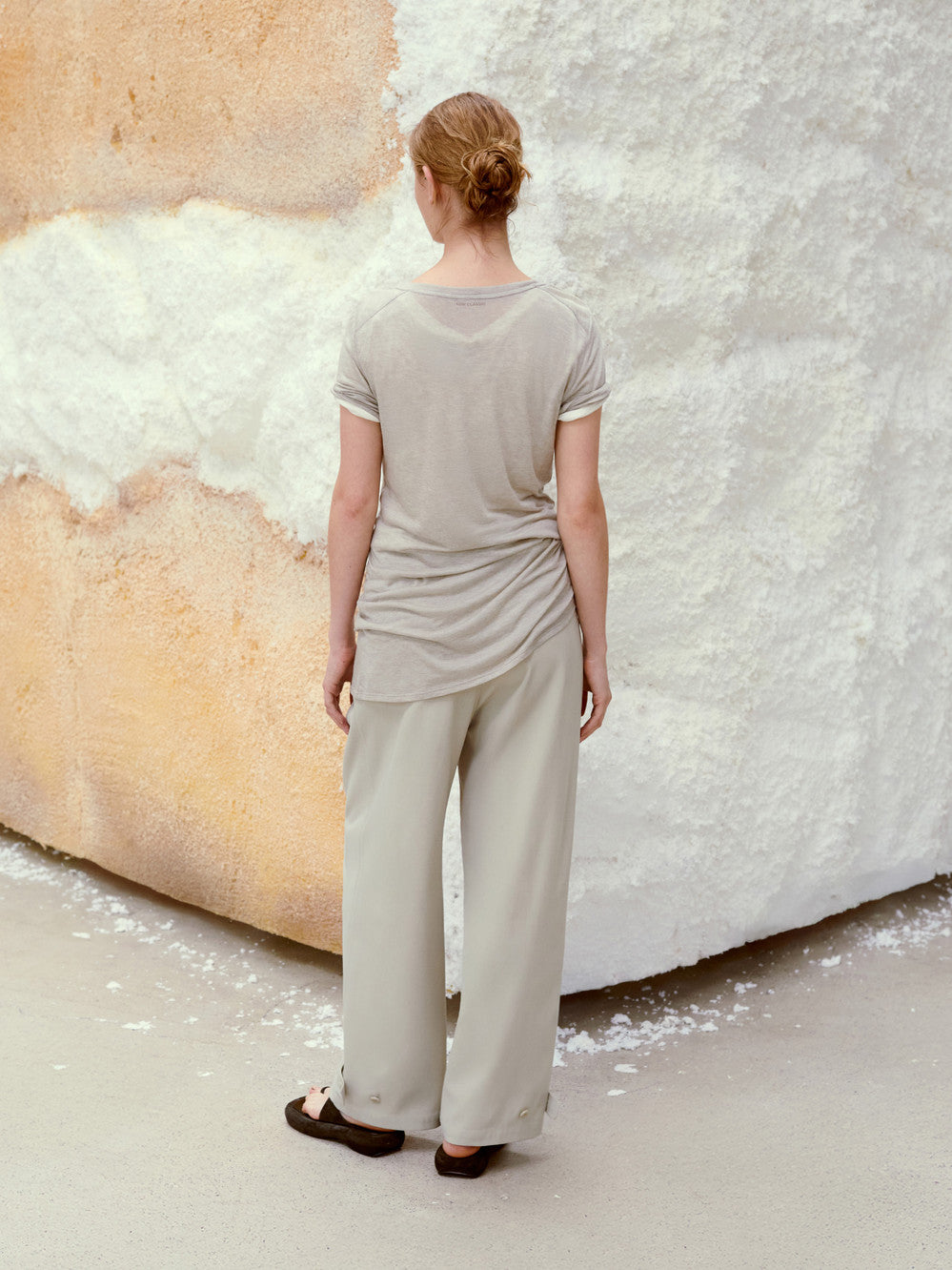 Low Classic Button-Up Jersey Long T-Shirt Oatmeal