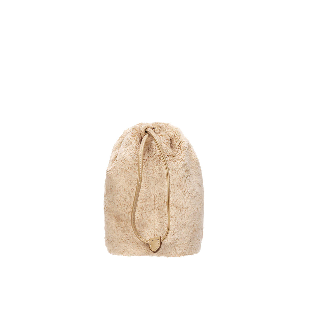 Vunque Perfec Drawstring Fur Pouch Beige