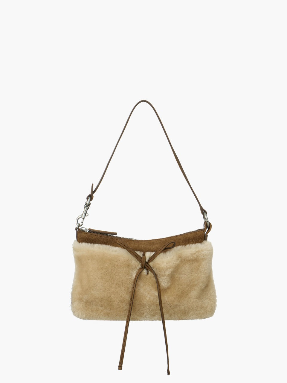 Margesherwood Ribbon Pochette beige shearling+chestnut nubuck