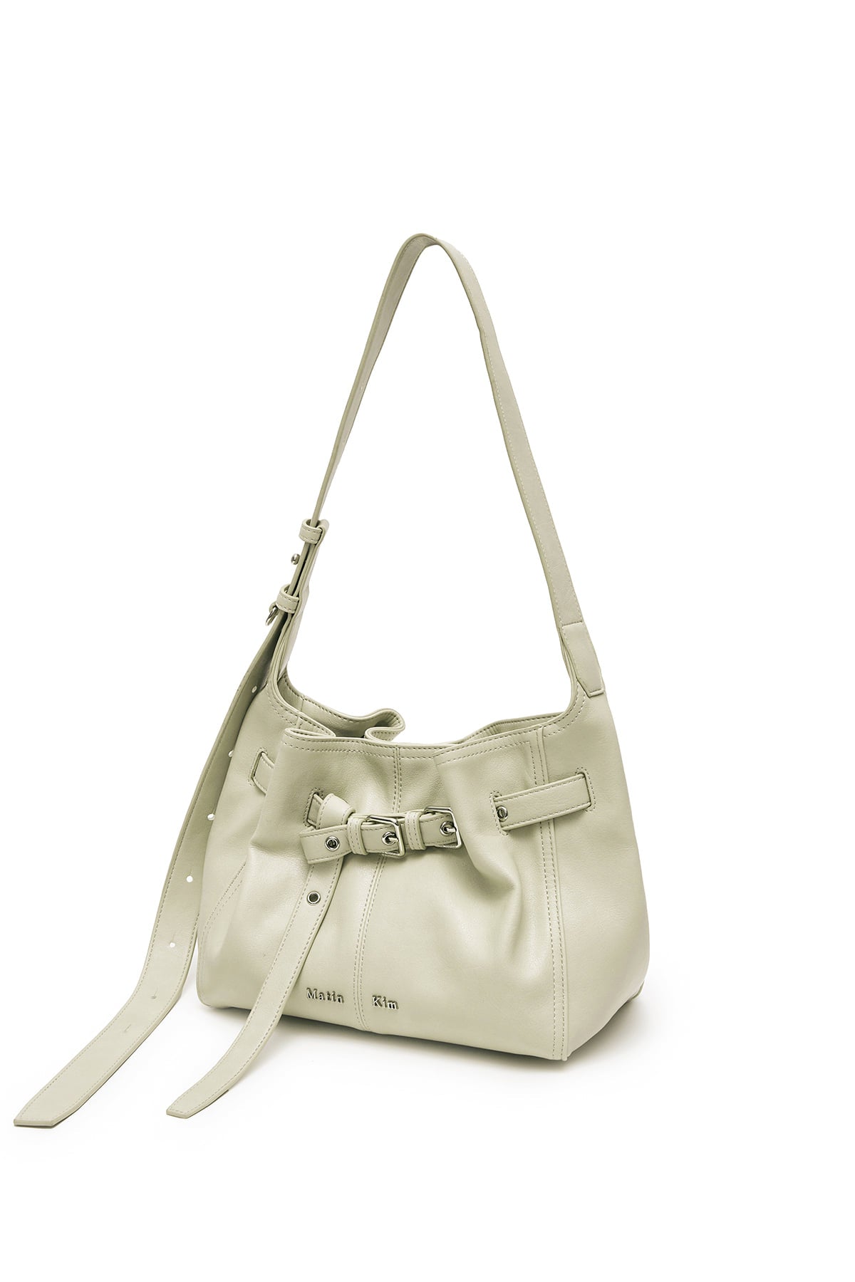 matinkim BELTED VOLUNN SMALL BUCKET BAG IN IVORY - View 2