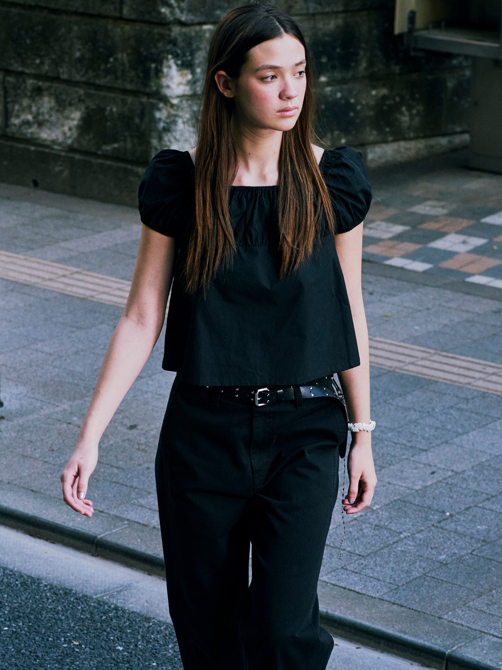 Low Classic Studded Leather Belt - Black