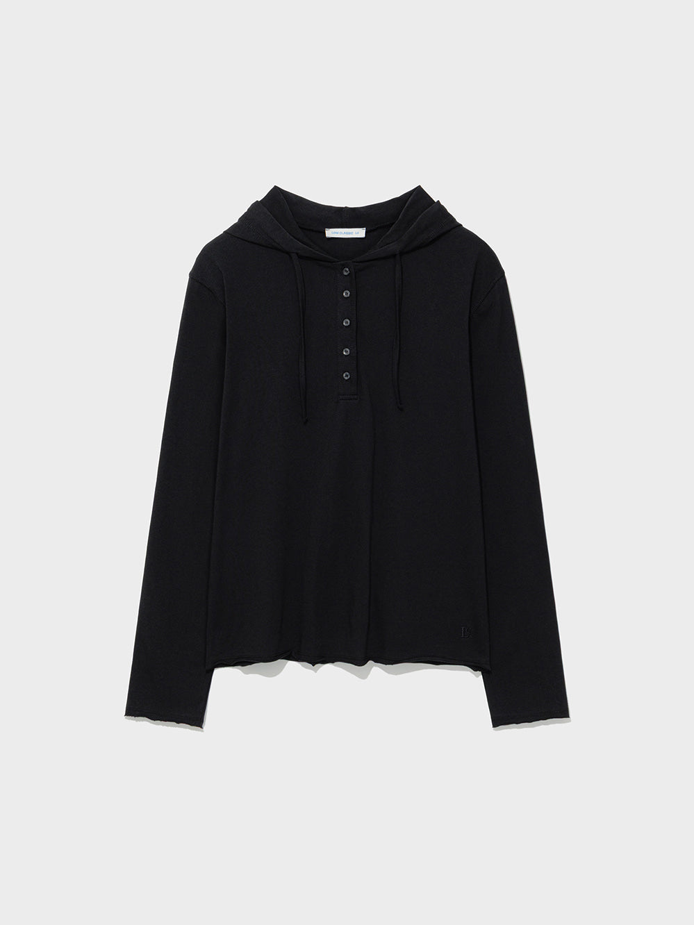 Low Classic Henley-Neck Jersey Hoodie Black