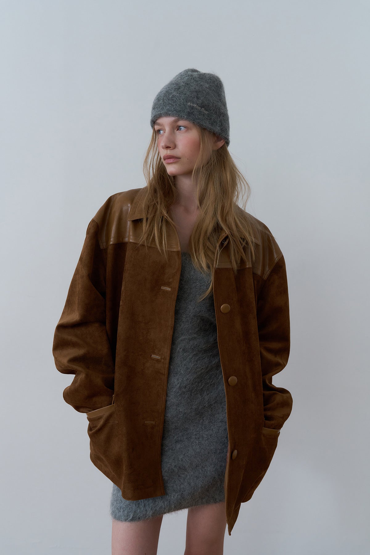 Overdueflair Soft Suede Relaxed Half Jacket Camel