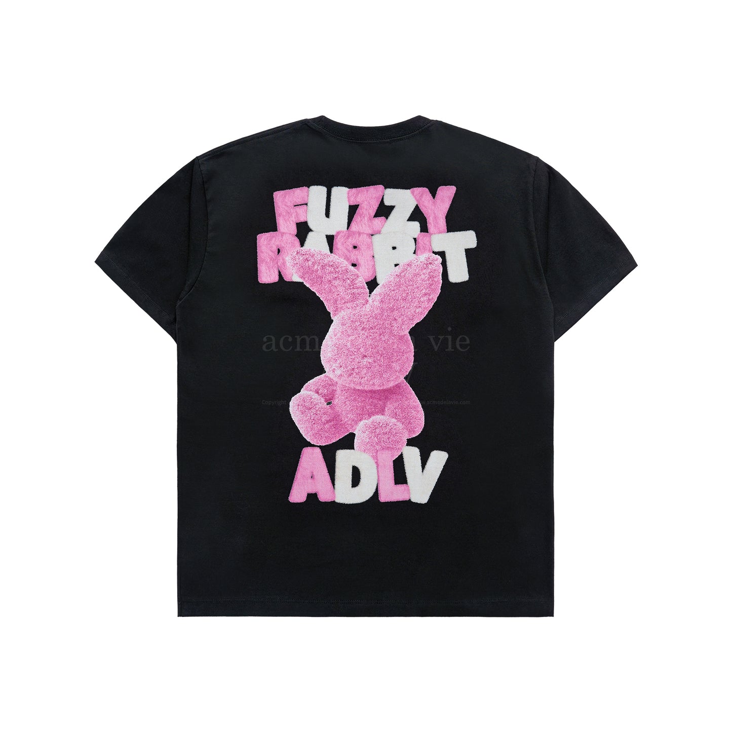 FUZZY FONT RABBIT SHORT SLEEVE T-SHIRT BLACK