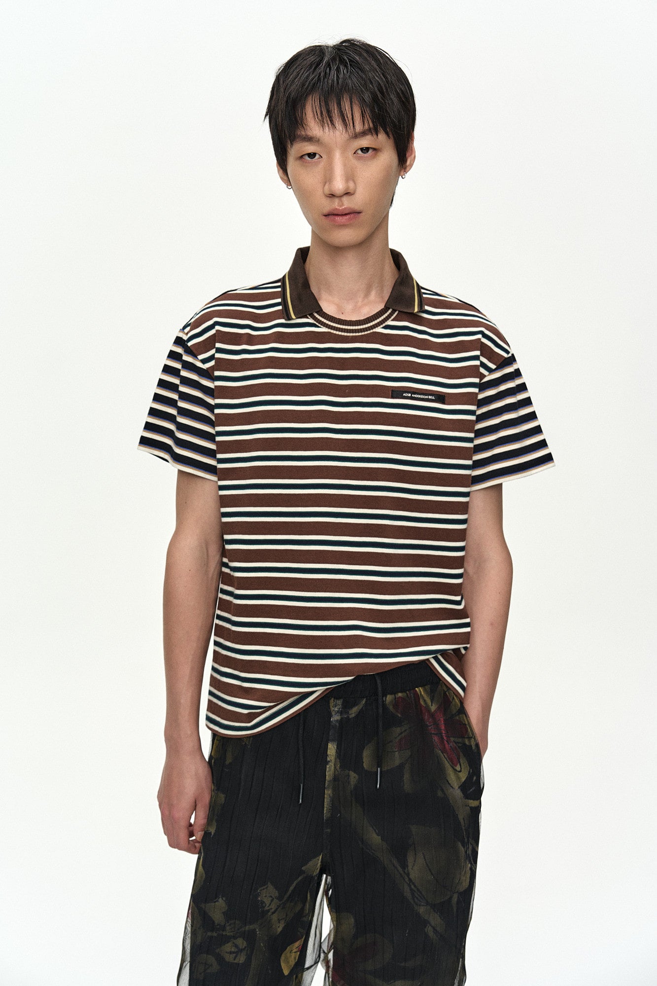 Andersson Bell Stripe Layered Collar T-Shirt