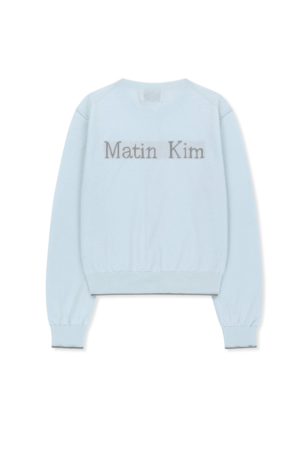[matinkim] Back Logo Sheer Cardigan For Women IN Light Blue