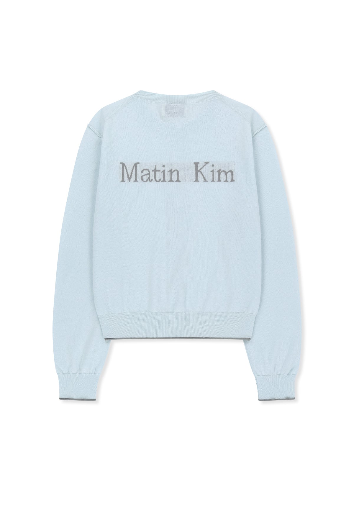 [matinkim] Back Logo Sheer Cardigan For Women IN Light Blue