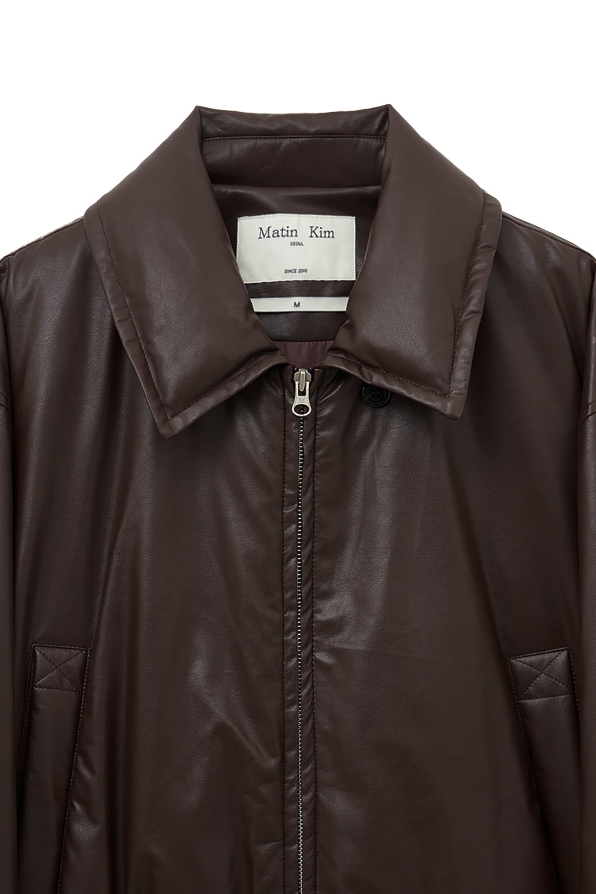 Matinkim Faux Leather Down Jumper For Women IN Brown