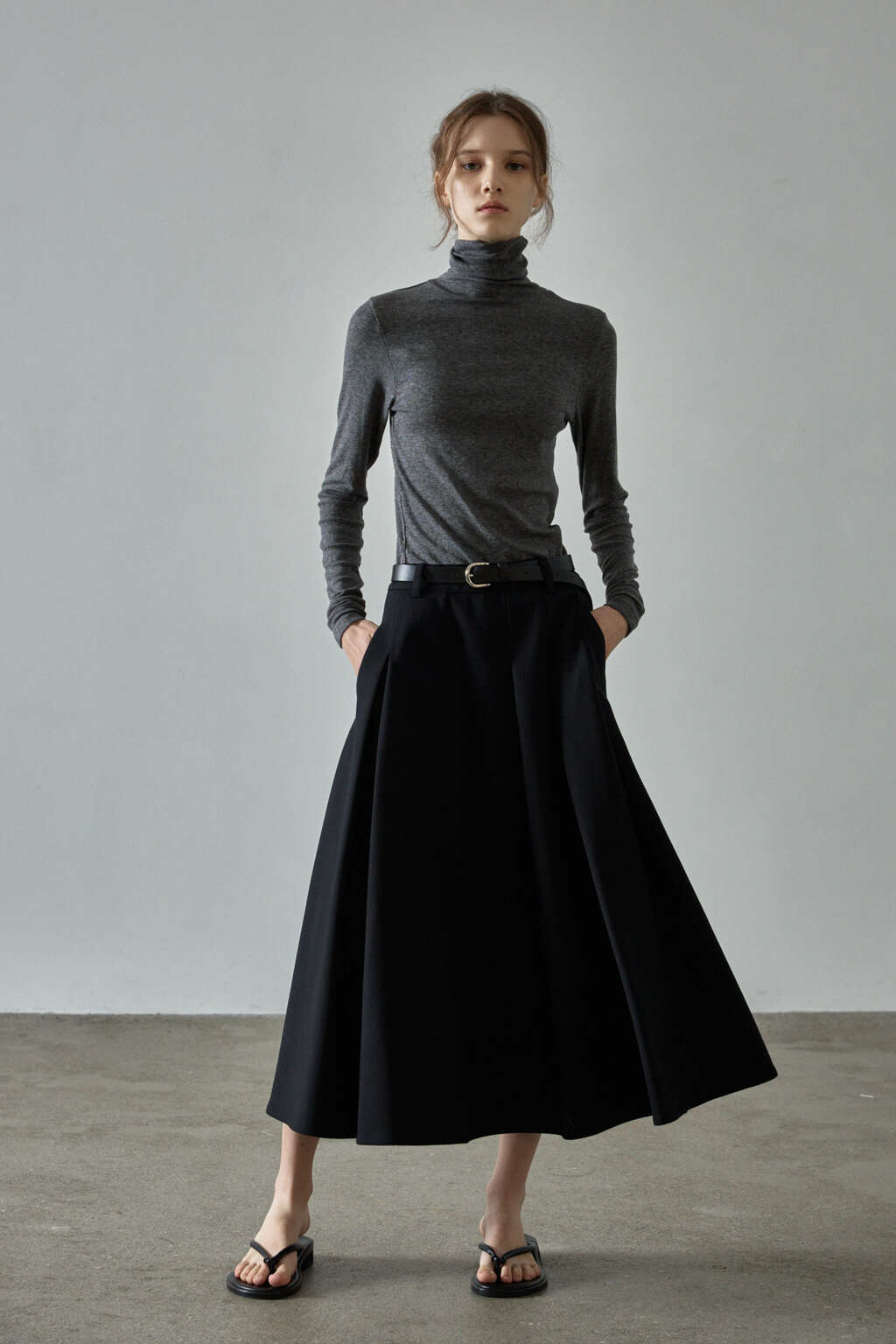 Facade Pattern Tailored Flare Skirt black