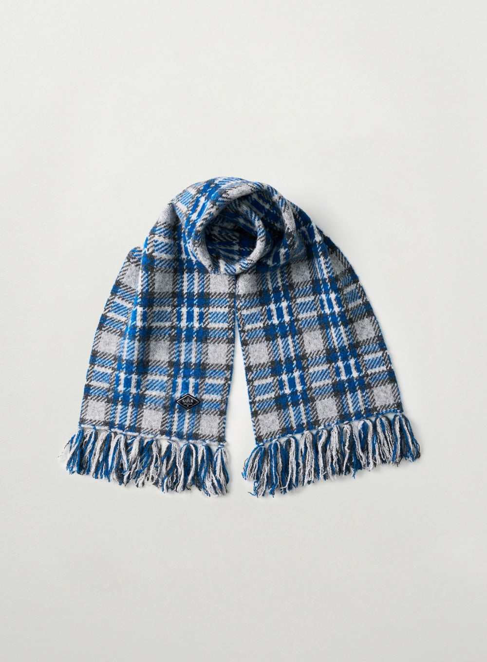 [satur] Check Pattern Muffler - Sky Blue