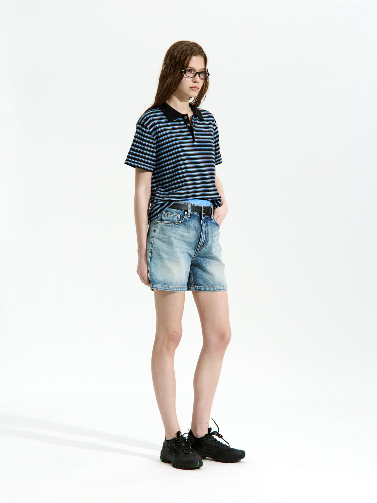 Low Classic Striped Polo Sweater Black