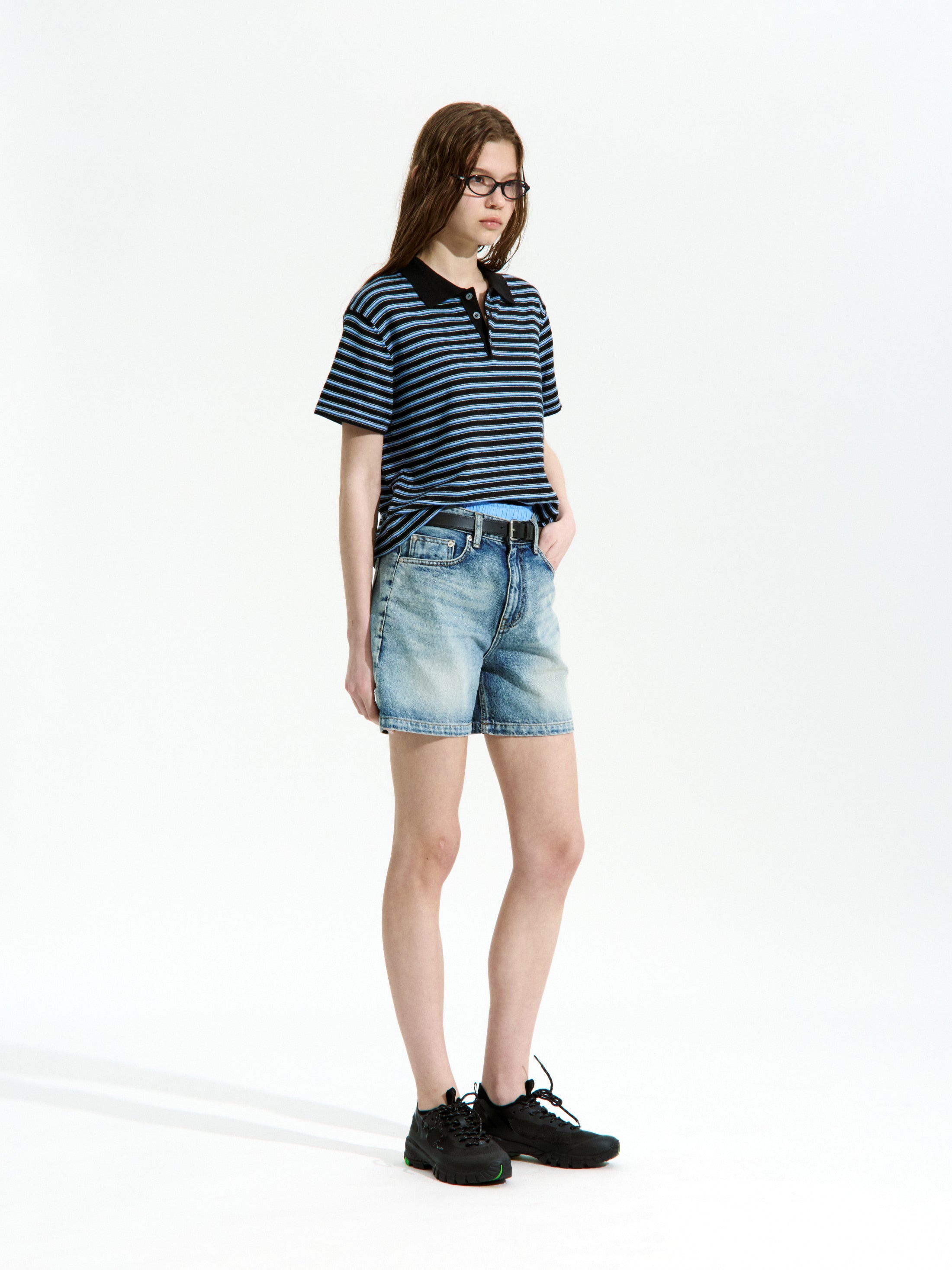 Low Classic Striped Polo Sweater Black