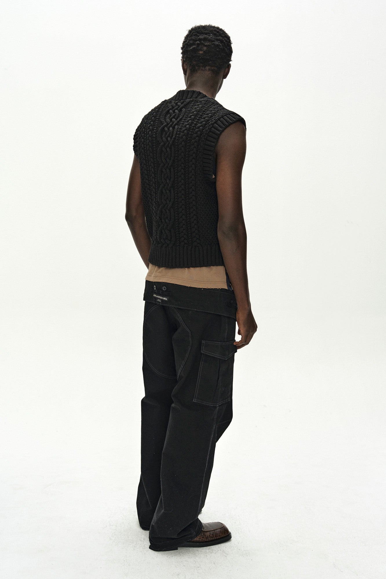 Andersson Bell Back Knit Patchwork Leather Vest