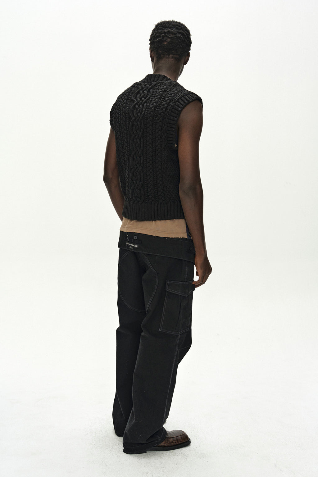 Andersson Bell Back Knit Patchwork Leather Vest
