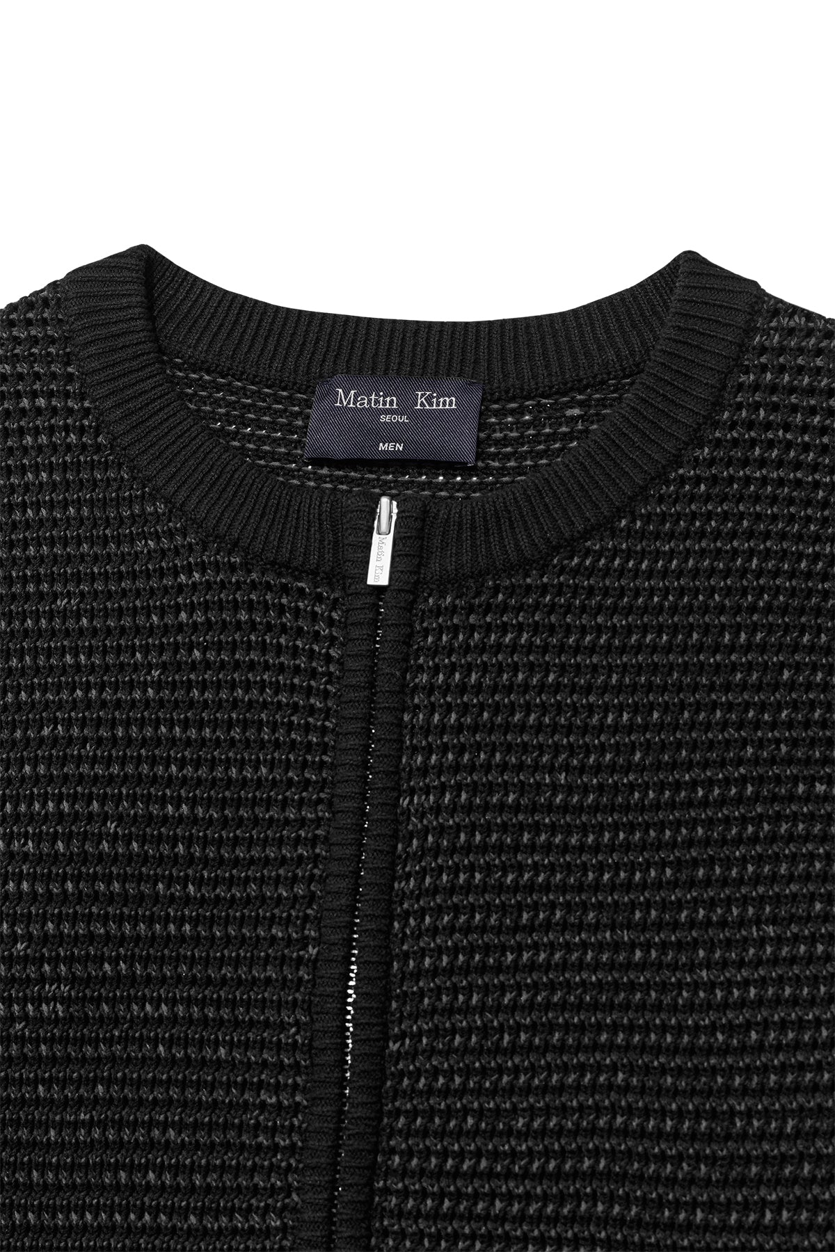 [matinkim] TWO TONE MESH KNIT VEST FOR MEN IN BLACK