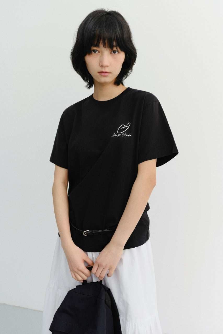 Dunst Unisex Heart D Logo T-Shirt Black