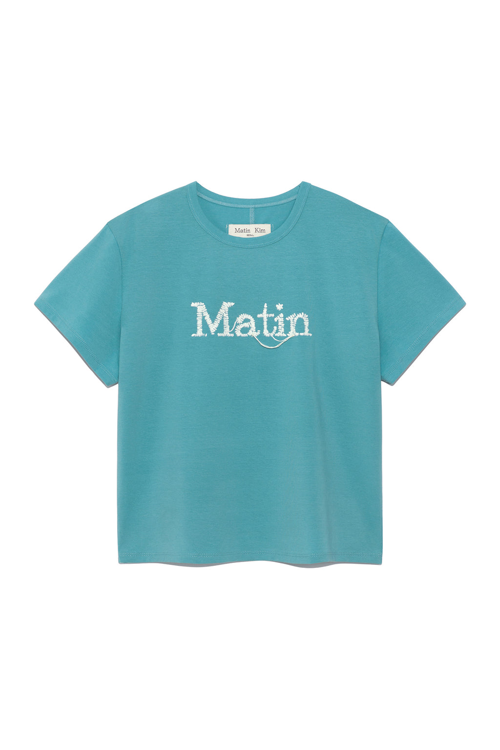Matinkim Stitch Printing Detail Crop Top IN Turquoise Blue