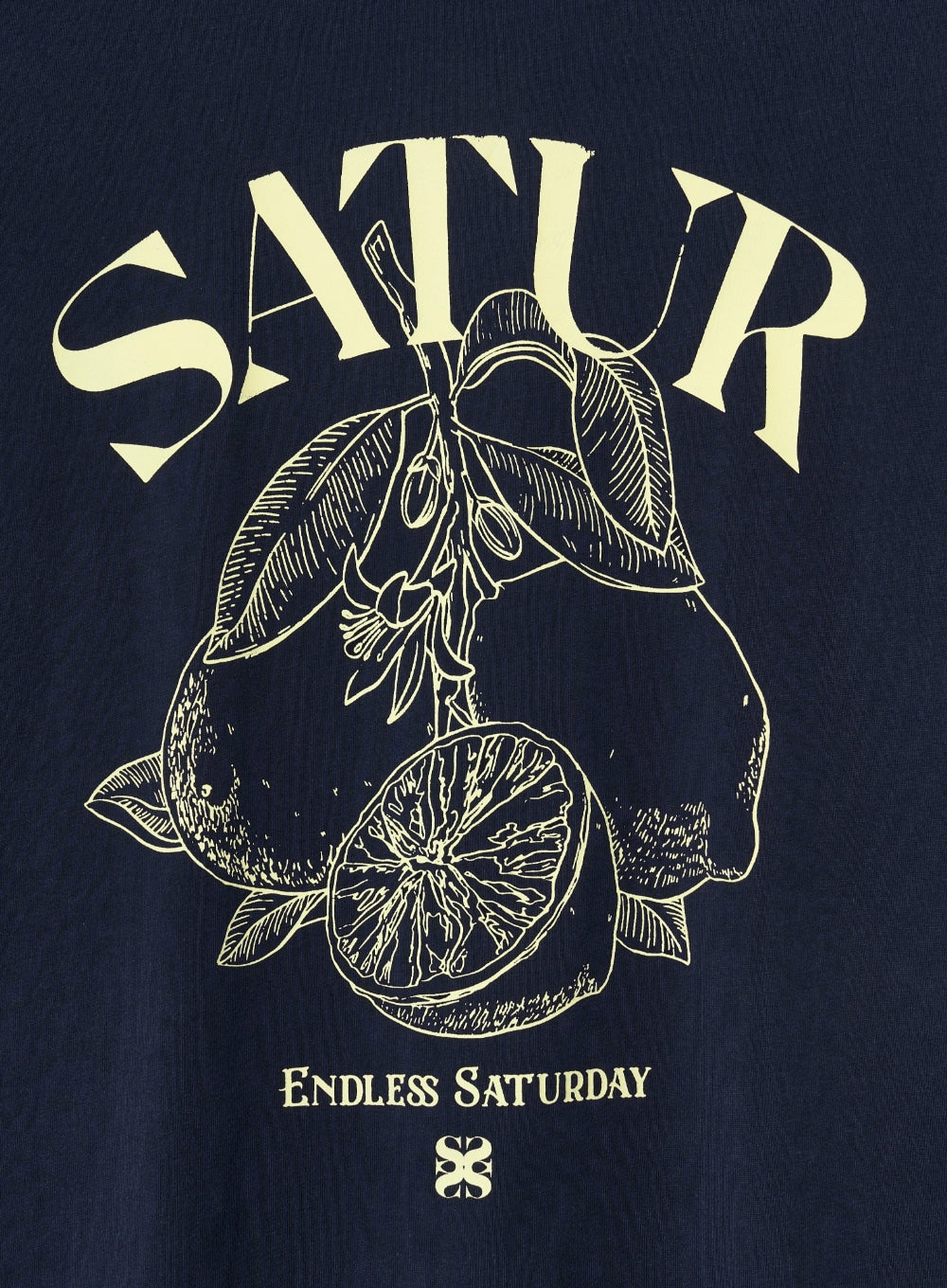 [satur] (W) Capri Citron Drawing Summer Graphic T-Shirt - Sunset Navy