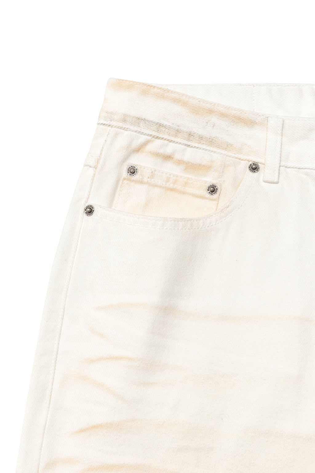 [matinkim] EMBO WASHED DENIM PANTS FOR MEN IN IVORY