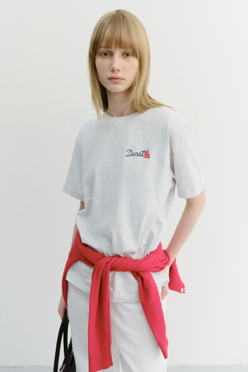 Dunst Unisex Marine Logo T-Shirt Light Melange Grey