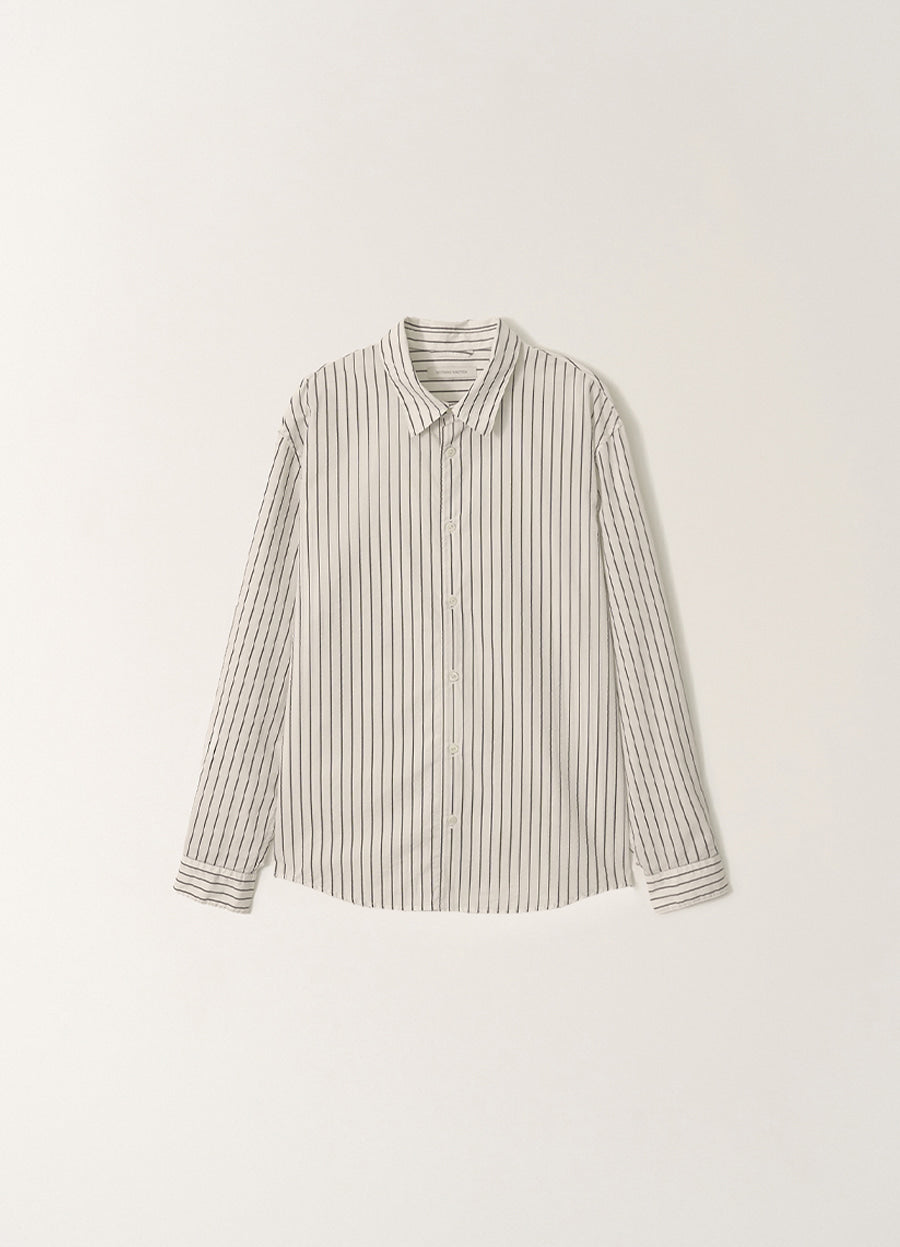 Nothing Written Poplin stripe shirt (Black stripe, W)