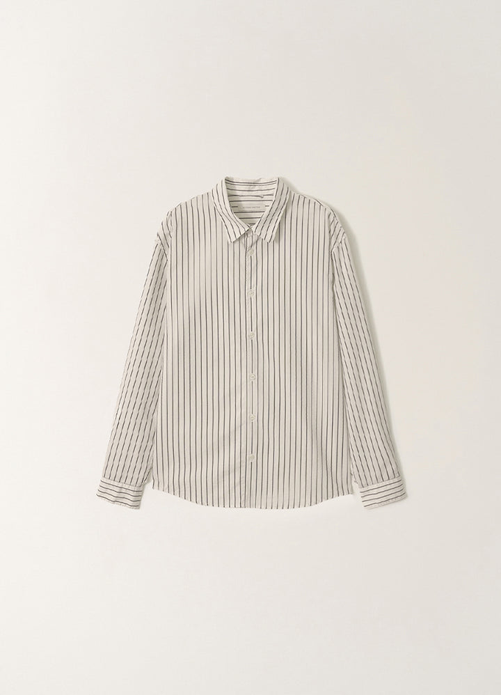 Nothing Written Poplin stripe shirt (Black stripe, W)